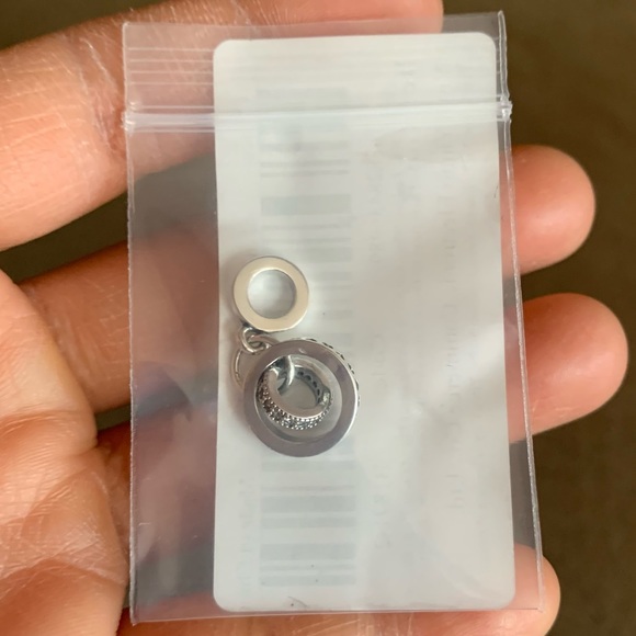 NWOT Intertwined Circles Dangle Charm, Pave Circle Hearts Sterling Silver 925 - Picture 3 of 10